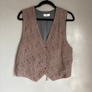 GIO Women's US 8 / Euro 40 Grey Crocheted Vest Boho Hippie Festival Whimsical